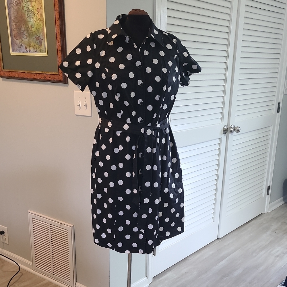 Lane Bryant Black and White Polka Dot Mini Dress